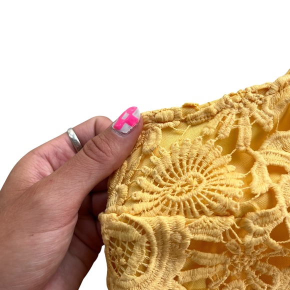 Lulus Women L Love Poem Yellow Lace Mini Dress Sleeveless Party Cocktail Elegant - Picture 14 of 16